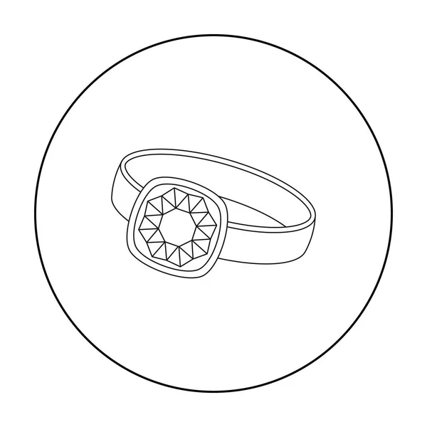 Icône bague en argent dans le style de contour isolé sur fond blanc. Bijoux et accessoires symbole illustration vectorielle de stock . — Image vectorielle