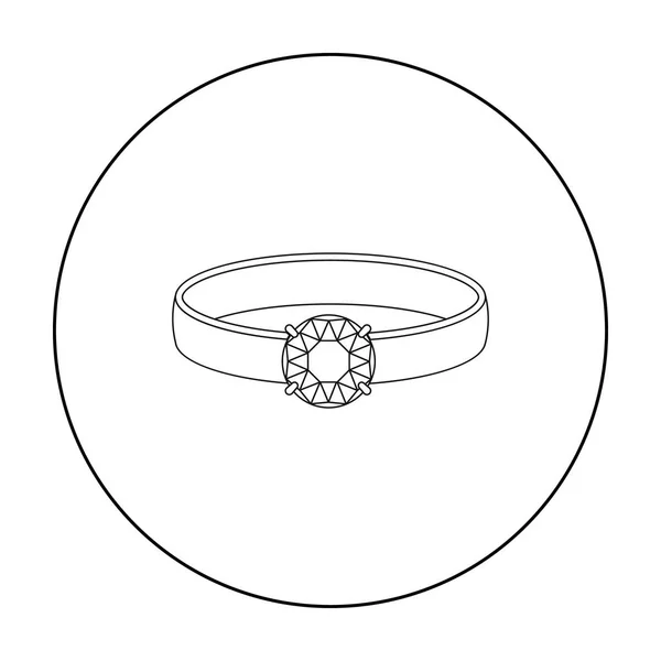 Anel com ícone de diamante em estilo esboço isolado no fundo branco. Ilustração de vetor de estoque de símbolo de jóias e acessórios . — Vetor de Stock