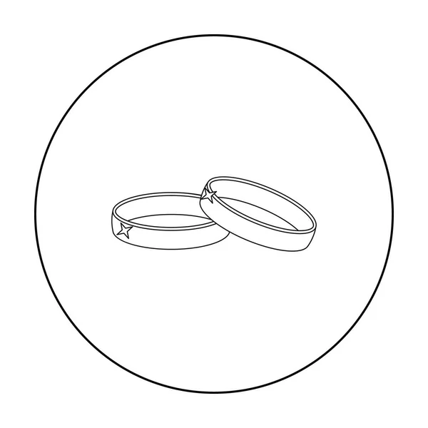 Icono de anillos de boda en estilo de contorno aislado sobre fondo blanco. Joyería y accesorios símbolo stock vector ilustración . — Vector de stock