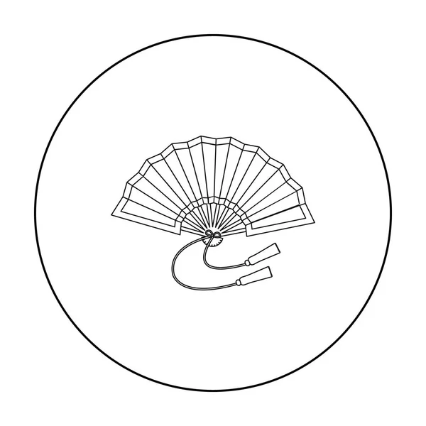 Pictograma ventilatorului pliabil în stil contur izolat pe fundal alb. Japonia simbol vector ilustrație stoc . — Vector de stoc