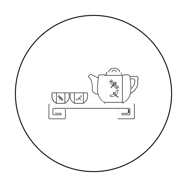 Ícone de contorno de chá japonês em estilo esboço isolado no fundo branco. Japão símbolo estoque vetor ilustração . —  Vetores de Stock