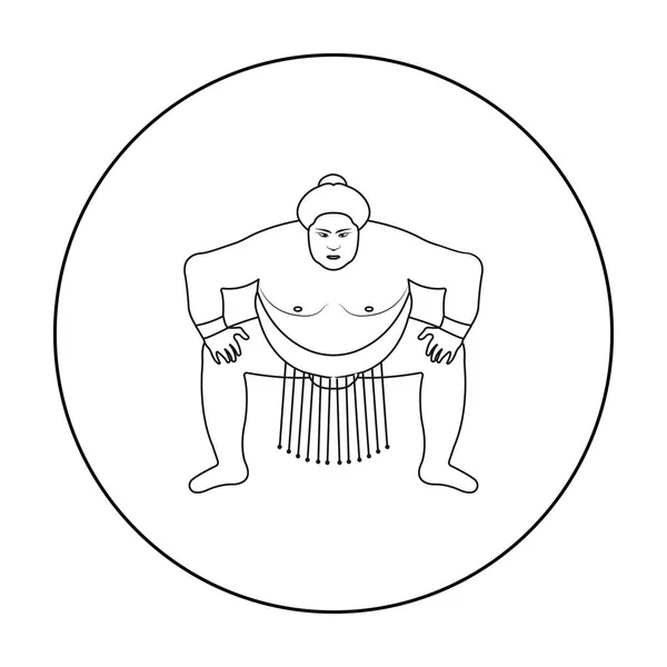Sumo zápasník ikony ve stylu osnovy izolovaných na bílém pozadí. Japonsko symbol akcií vektorové ilustrace. — Stockový vektor