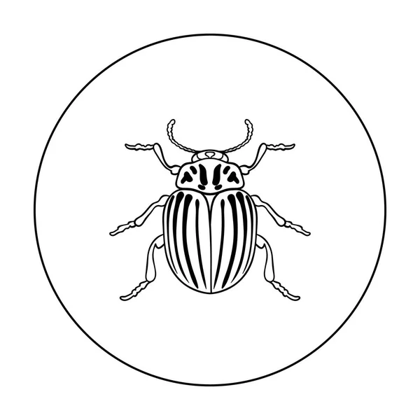 Escarabajo de Colorado icono en estilo de contorno aislado sobre fondo blanco. Ilustración de vector de stock de símbolos de insectos . — Vector de stock