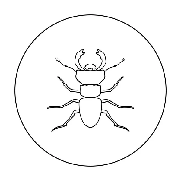 Ikon semut merah hutan dalam garis besar gaya terisolasi pada latar belakang putih. Ilustrasi stok simbol serangga . - Stok Vektor