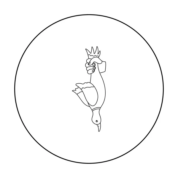 Иконка утки в очертаниях, выделенная на белом фоне. Векторная иллюстрация символов охоты . — стоковый вектор