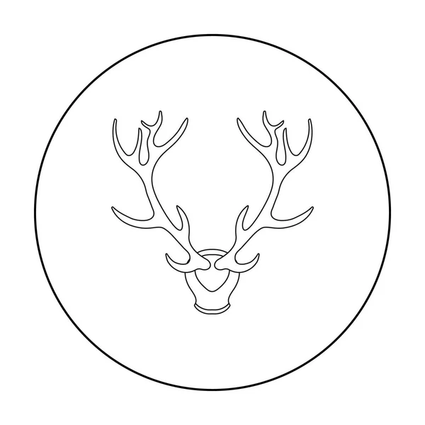 Cerfs cornes cornes icône dans le style de contour isolé sur fond blanc. Illustration vectorielle du symbole de chasse . — Image vectorielle