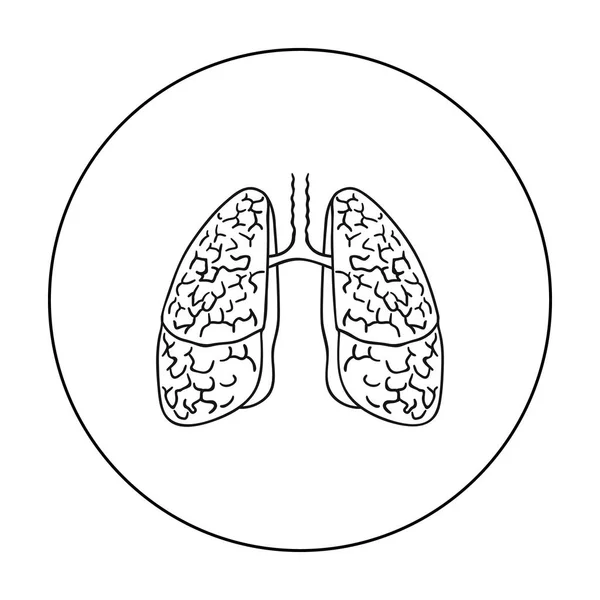 Human lungs icon in outline style isolated on white background. Human organs symbol stock vector illustration. — Stock Vector