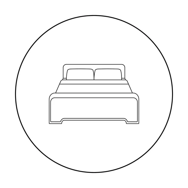 Icono de la cama en estilo de contorno aislado sobre fondo blanco. Hotel símbolo stock vector ilustración . — Vector de stock