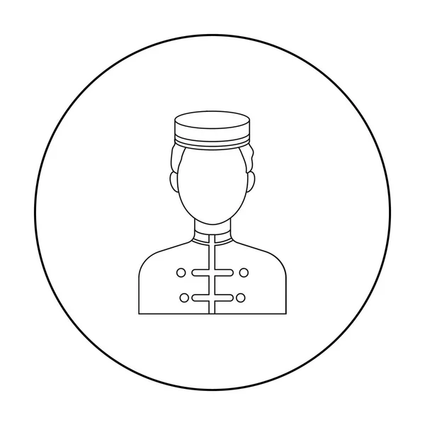 Bellboy ikonen i dispositionsformat isolerad på vit bakgrund. Hotel symbol lager vektorillustration. — Stock vektor