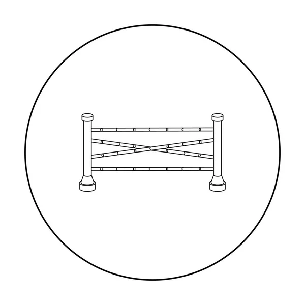 Konny barierę ikona stylu kontur na białym tle. Hipodrom i koni symbol Stockowa ilustracja wektorowa. — Wektor stockowy