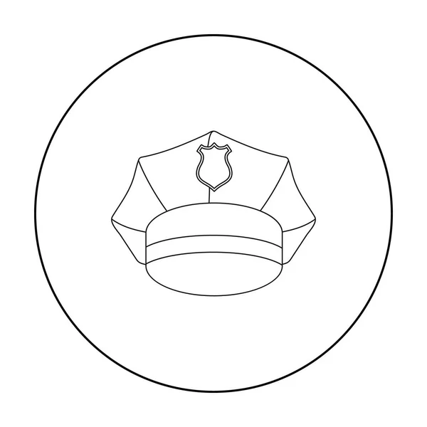 Policejní čepice ikony ve stylu osnovy izolovaných na bílém pozadí. Klobouky symbol akcií vektorové ilustrace. — Stockový vektor