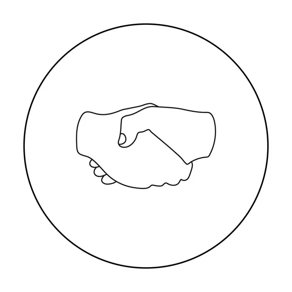 Icono de apretón de manos en estilo de contorno aislado sobre fondo blanco. Gestos de mano símbolo stock vector ilustración . — Vector de stock