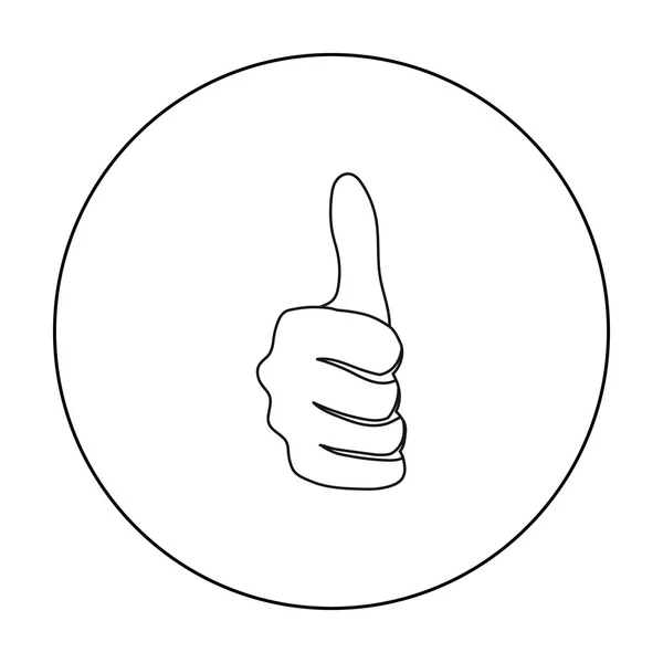 Thumb up icon in outline style isolated on white background. Hand gestures symbol stock vector illustration. — Stock Vector