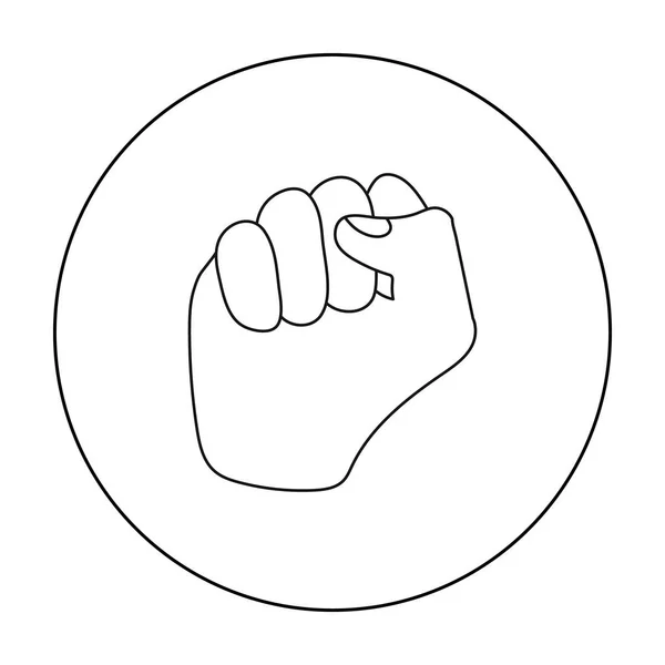 Poing élevé icône dans le style de contour isolé sur fond blanc. gestes de la main symbole illustration vectorielle de stock . — Image vectorielle