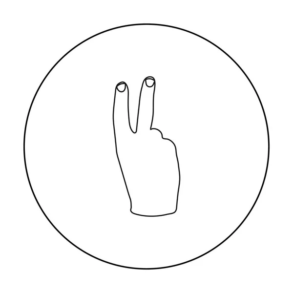 Знак Победы в стиле контура выделен на белом фоне. Ручные жесты - векторная иллюстрация . — стоковый вектор