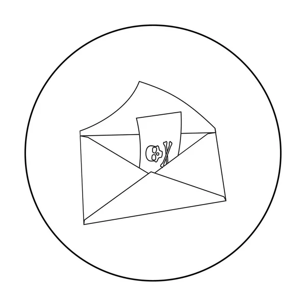 Электронная почта с иконкой вируса в стиле контура изолированы на белом фоне. Хакеры и хакеры . — стоковый вектор