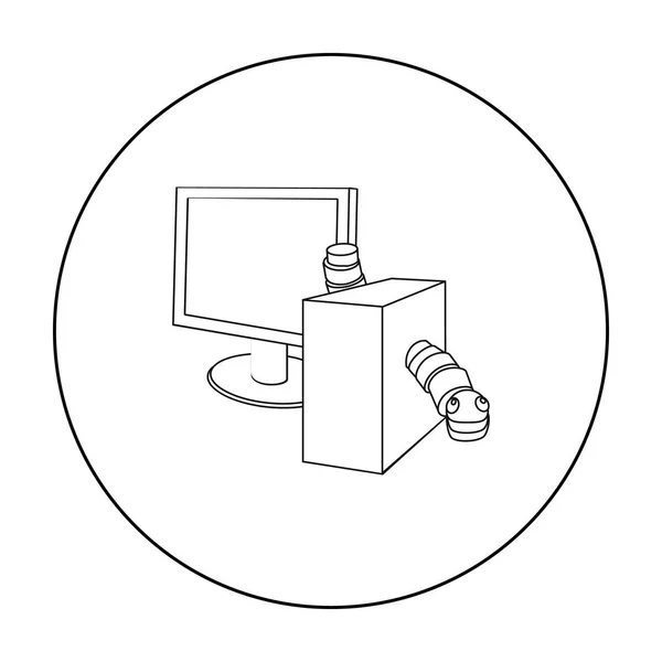 Icono de gusano informático en estilo de contorno aislado sobre fondo blanco. Hackers y piratería símbolo stock vector ilustración . — Archivo Imágenes Vectoriales