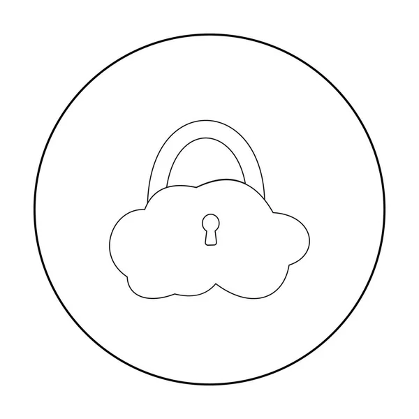 Ikona bezpieczeństwa chmury danych w stylu konspektu na białym tle. Hakerzy i hacking symbol Stockowa ilustracja wektorowa. — Wektor stockowy