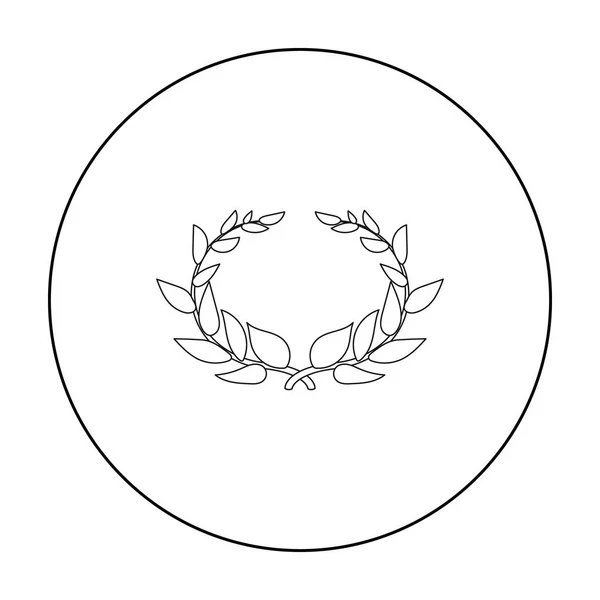 月桂树花圈图标在白色背景上孤立的轮廓样式。希腊符号股票矢量图. — 图库矢量图片