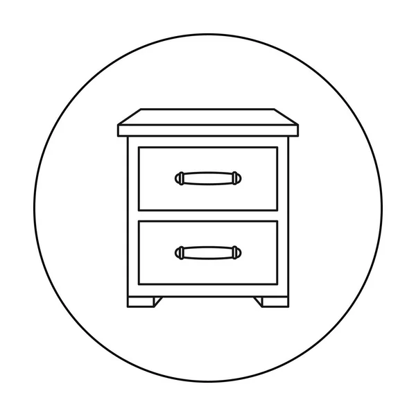 床头桌图标在白色背景上孤立的轮廓样式。家具和家居室内符号股票矢量图. — 图库矢量图片