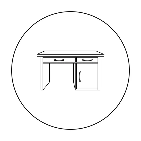 办公室办公桌图标在白色背景上孤立的轮廓样式。家具和家居室内符号股票矢量图. — 图库矢量图片