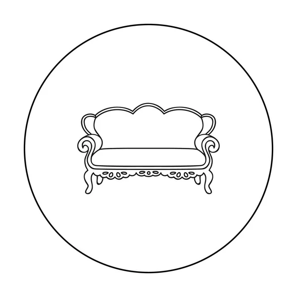 Canapé icône vintage dans le style de contour isolé sur fond blanc. Meubles et intérieur de la maison symbole illustration vectorielle de stock . — Image vectorielle