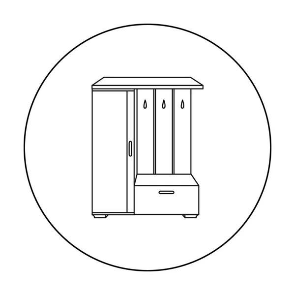 Icono de armario vestíbulo en estilo de contorno aislado sobre fondo blanco. Muebles y hogar símbolo interior stock vector ilustración . — Vector de stock