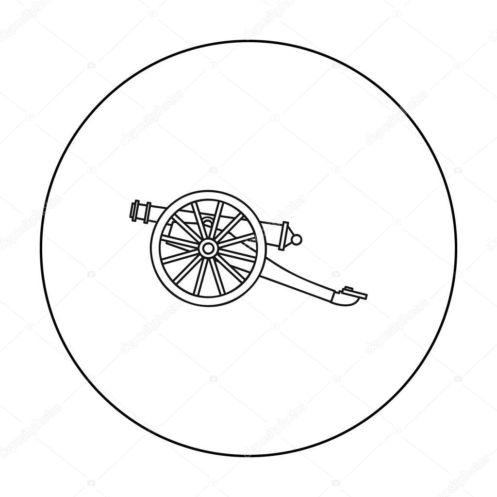 Cannon icon in outline style isolated on white background. Museum symbol stock vector illustration.