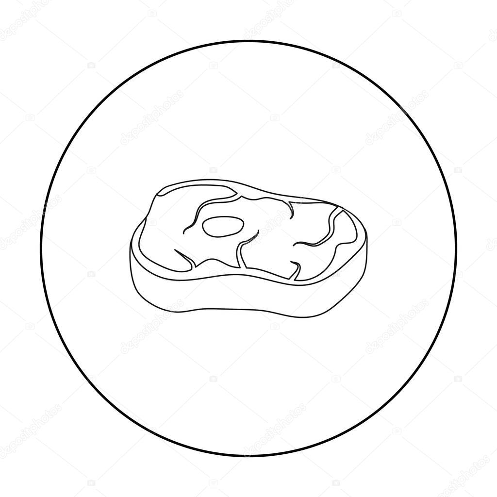Steak icon in outline style isolated on white background. Meats symbol stock vector illustration