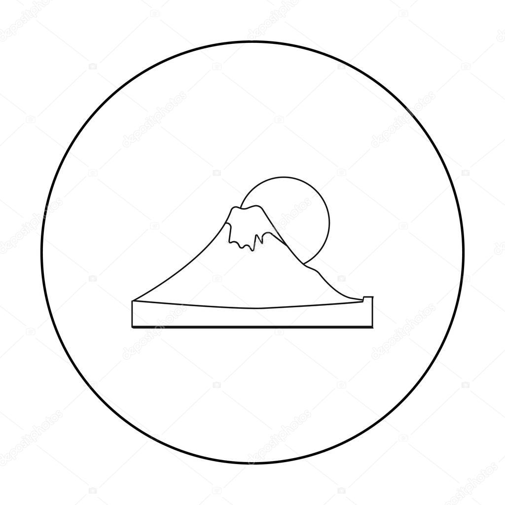 Mount Fuji icon in outline style isolated on white background. Japan symbol stock vector illustration.