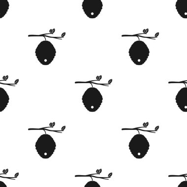 Arı kovanı simge siyah stil beyaz arka plan üzerinde izole içinde. Arı kovanı desen hisse senedi vektör çizim