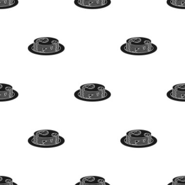 Krep ile izole beyaz arka plan üzerinde siyah stil simgesinde tatlım. Arı kovanı desen hisse senedi vektör çizim