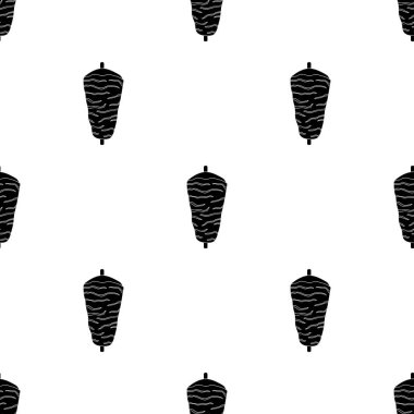 Döner kebap simge siyah stil beyaz arka plan üzerinde izole içinde. Etler desen hisse senedi vektör çizim