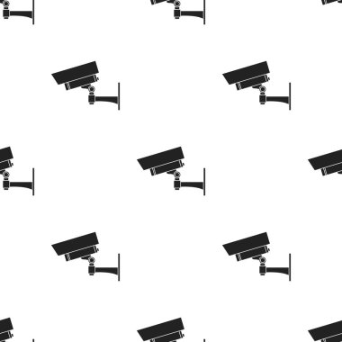 Güvenlik kamera simgesi beyaz arka plan üzerinde izole Siyah tarzında. Müze desen hisse senedi vektör çizim.