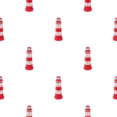 Deniz feneri simgesi beyaz arka plan üzerinde izole karikatür tarzı. Işık kaynağı desen hisse senedi vektör çizim