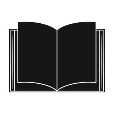 Açık kitap simge siyah stil beyaz arka plan üzerinde izole içinde. Kitaplar sembol stok vektör çizim.