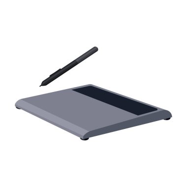 Tablet simgesi beyaz arka plan üzerinde izole karikatür tarzı çizim. Kişisel bilgisayar aksesuarları hisse senedi vektör çizim sembolü.