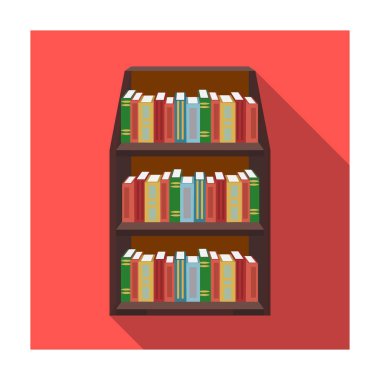 Düz stil beyaz arka plan üzerinde izole kitaplık simgesini. Kütüphane ve kitabevi sembol stok vektör çizim.