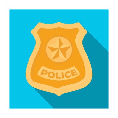 Polis rozeti simgesini düz stil beyaz arka plan üzerinde izole. Polis sembol stok vektör çizim.