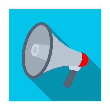 Düz stil beyaz arka plan üzerinde izole megafon simgesini. Polis sembol stok vektör çizim.