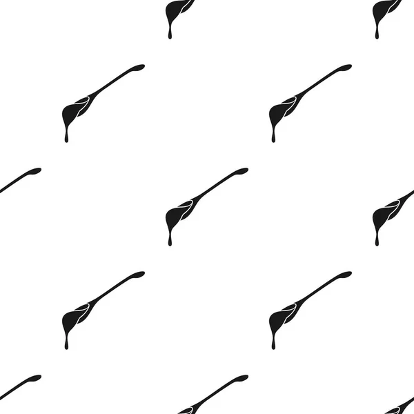 Löffel Honig-Ikone im schwarzen Stil isoliert auf weißem Hintergrund. Bienenstock Muster Vektor Illustration — Stockvektor
