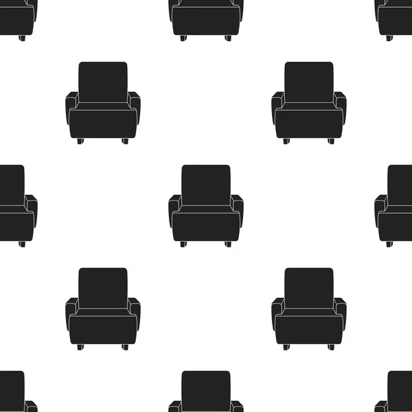 Kinosessel-Ikone im schwarzen Stil isoliert auf weißem Hintergrund. Filme und Kino Muster Vektor Illustration. — Stockvektor