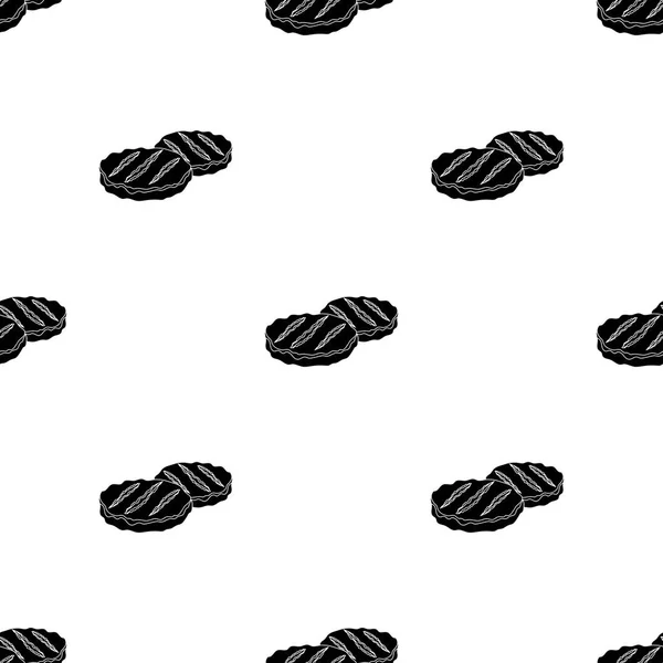 Ícone de rissóis grelhados em estilo preto isolado em fundo branco. Carnes padrão estoque vetor ilustração —  Vetores de Stock