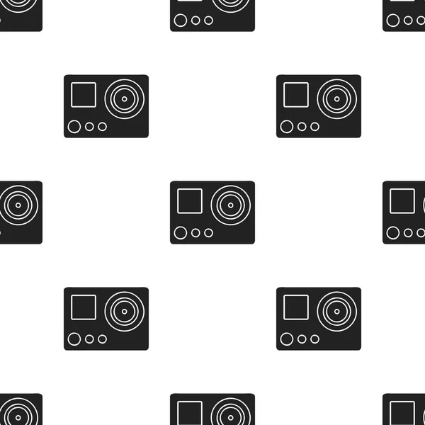 Action camera icon in black style isolated on white background. Ski resort pattern stock vector illustration. — Stock Vector