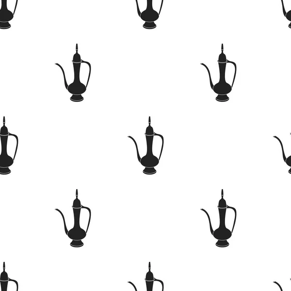 Koffie kruik pictogram in zwarte stijl geïsoleerd op een witte achtergrond. Turkije patroon voorraad vectorillustratie. — Stockvector