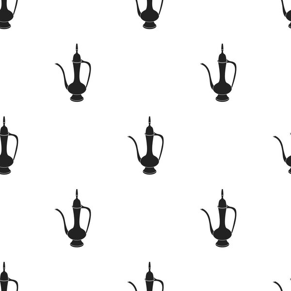 Coffee jug icon in black style isolated on white background. Turkey pattern stock vector illustration.