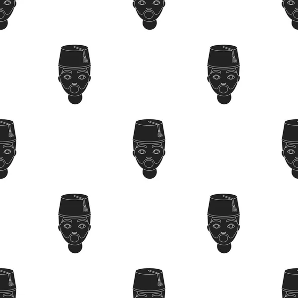 Türkische Männer-Ikone in schwarzem Stil isoliert auf weißem Hintergrund. Truthahn Muster Lager Vektor Illustration. — Stockvektor