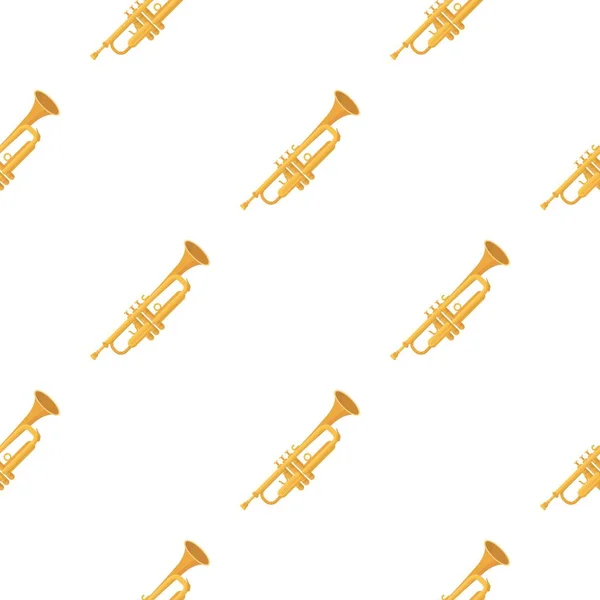 Ícone de trompete em estilo cartoon isolado no fundo branco. Instrumentos musicais padrão estoque vetor ilustração — Vetor de Stock