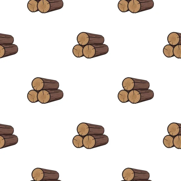 Stack of logs icon in cartoon style isolated on white background. Sawmill and timber pattern stock vector illustration. — Stock Vector