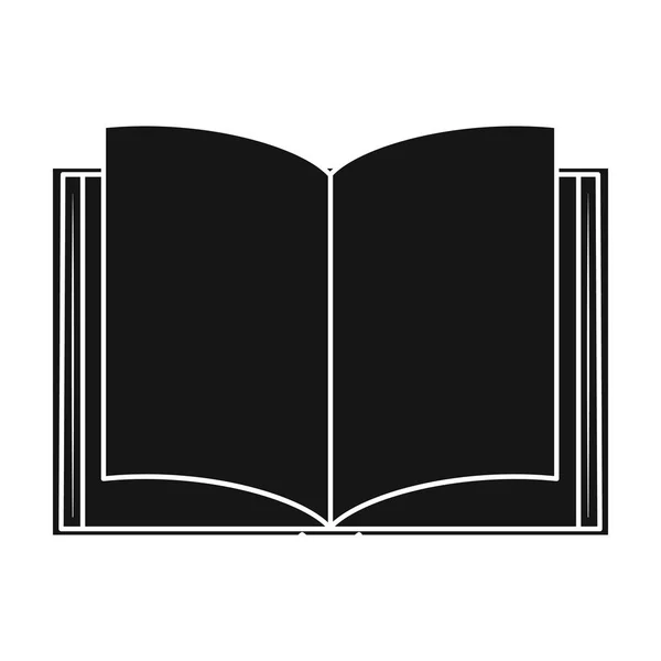 Geopende boek icoon in zwarte stijl geïsoleerd op een witte achtergrond. Boeken symbool voorraad vectorillustratie. — Stockvector